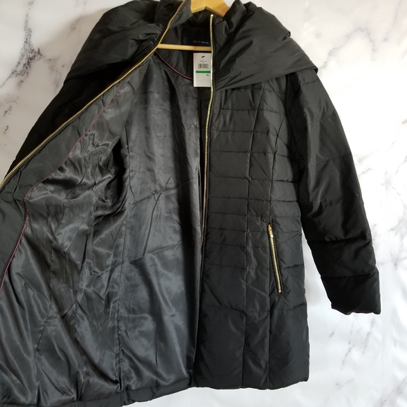 COLE HAAN Real Down Feather Black Coat - Picture 4 of 12